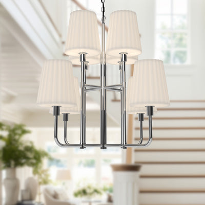 Plisse 30-in 8 lights Steel Chandelier