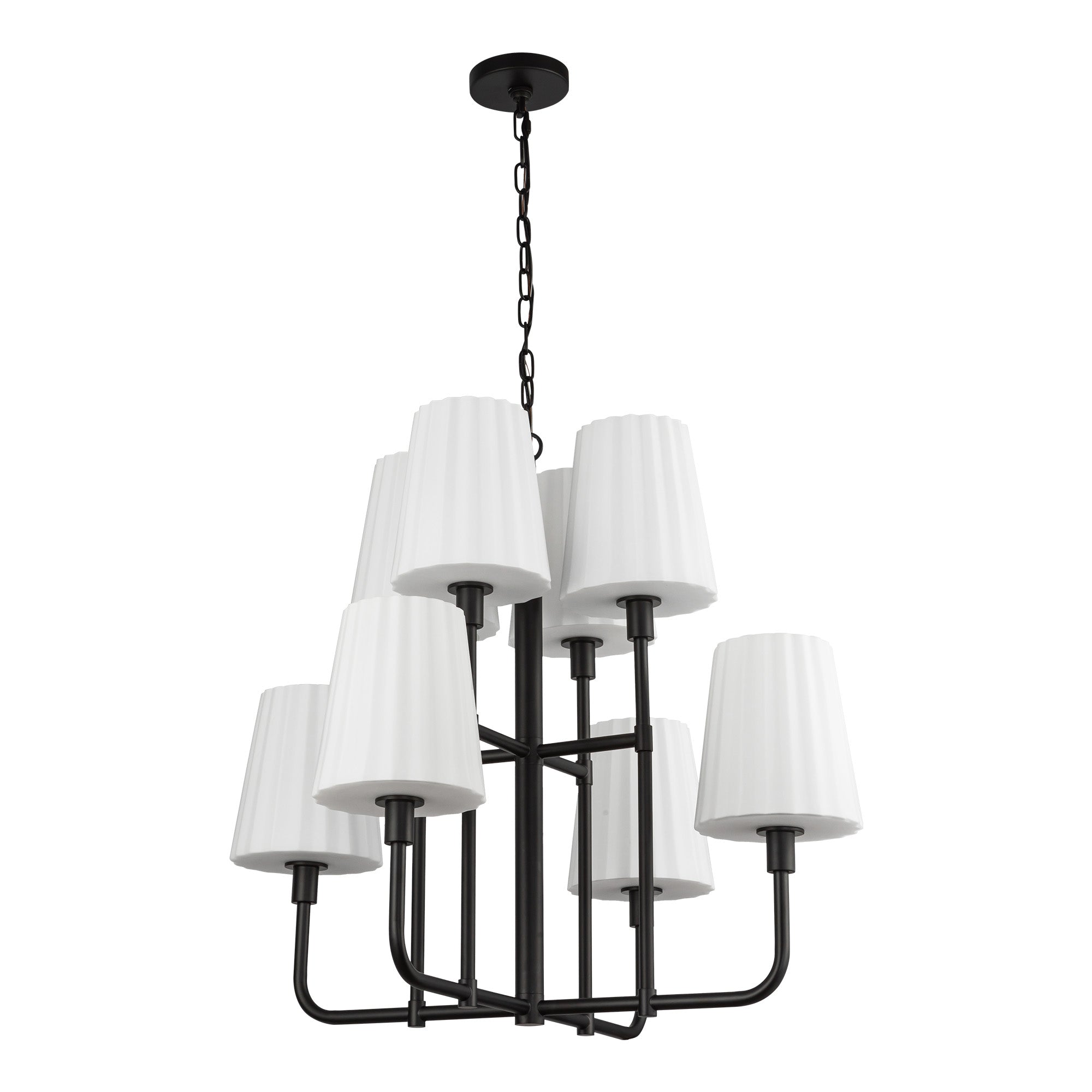 Plisse 30-in 8 lights Steel Chandelier