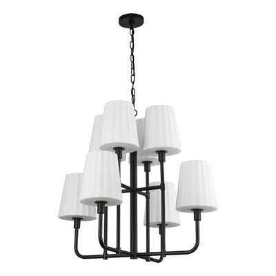 Plisse 30-in 8 lights Steel Chandelier