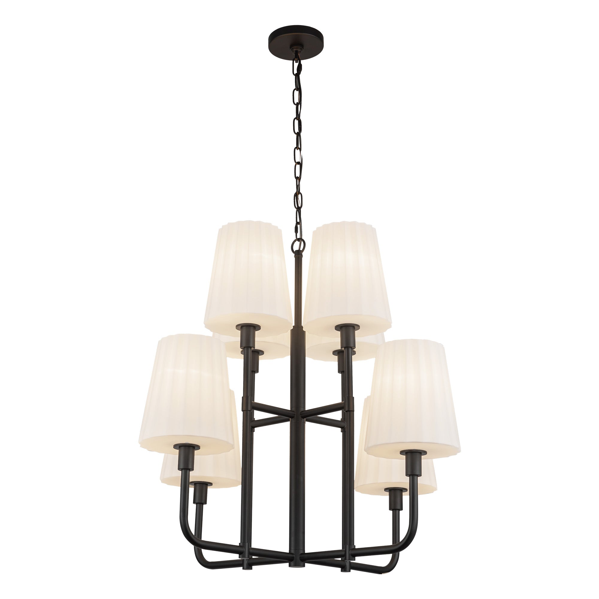 Plisse 30-in 8 lights Steel Chandelier