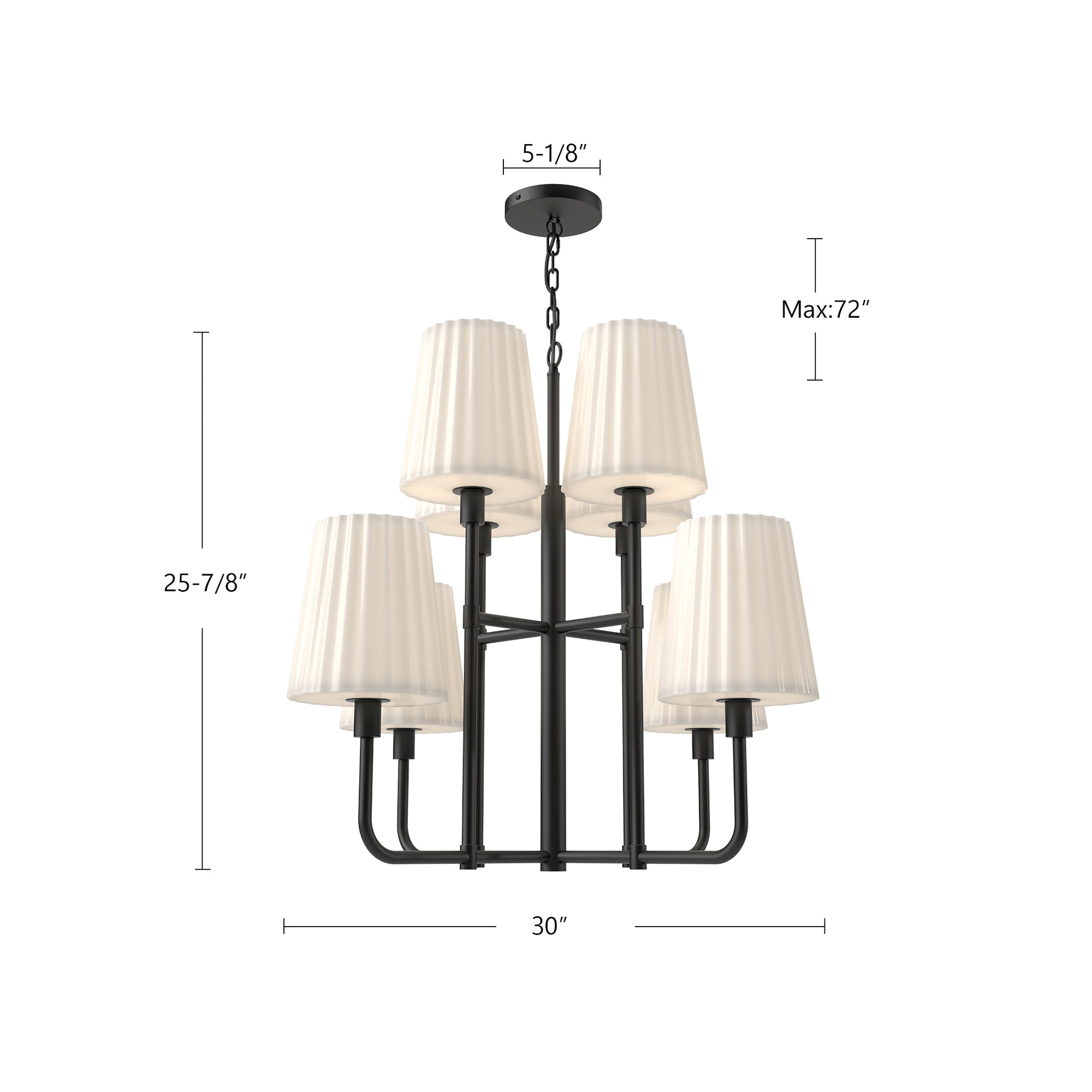 Plisse 30-in 8 lights Steel Chandelier