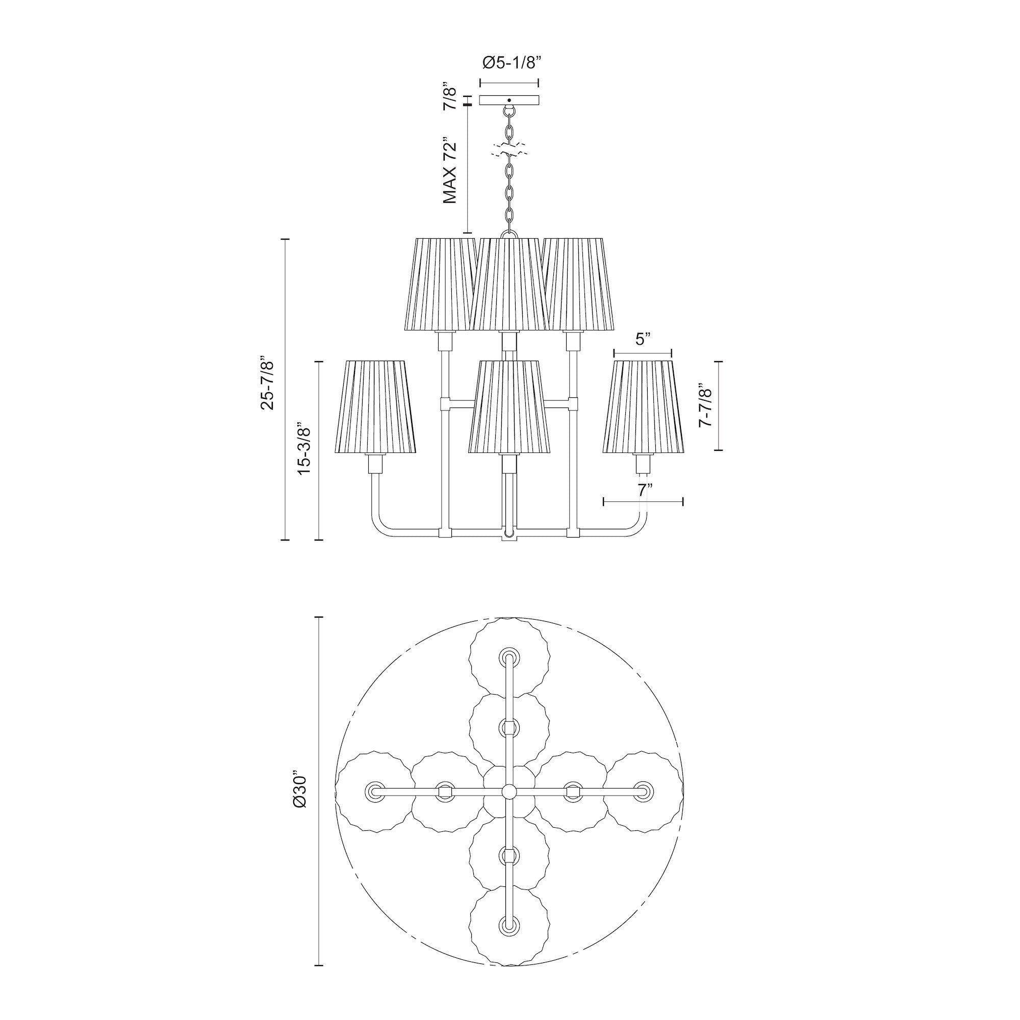 Plisse 30-in 8 lights Steel Chandelier