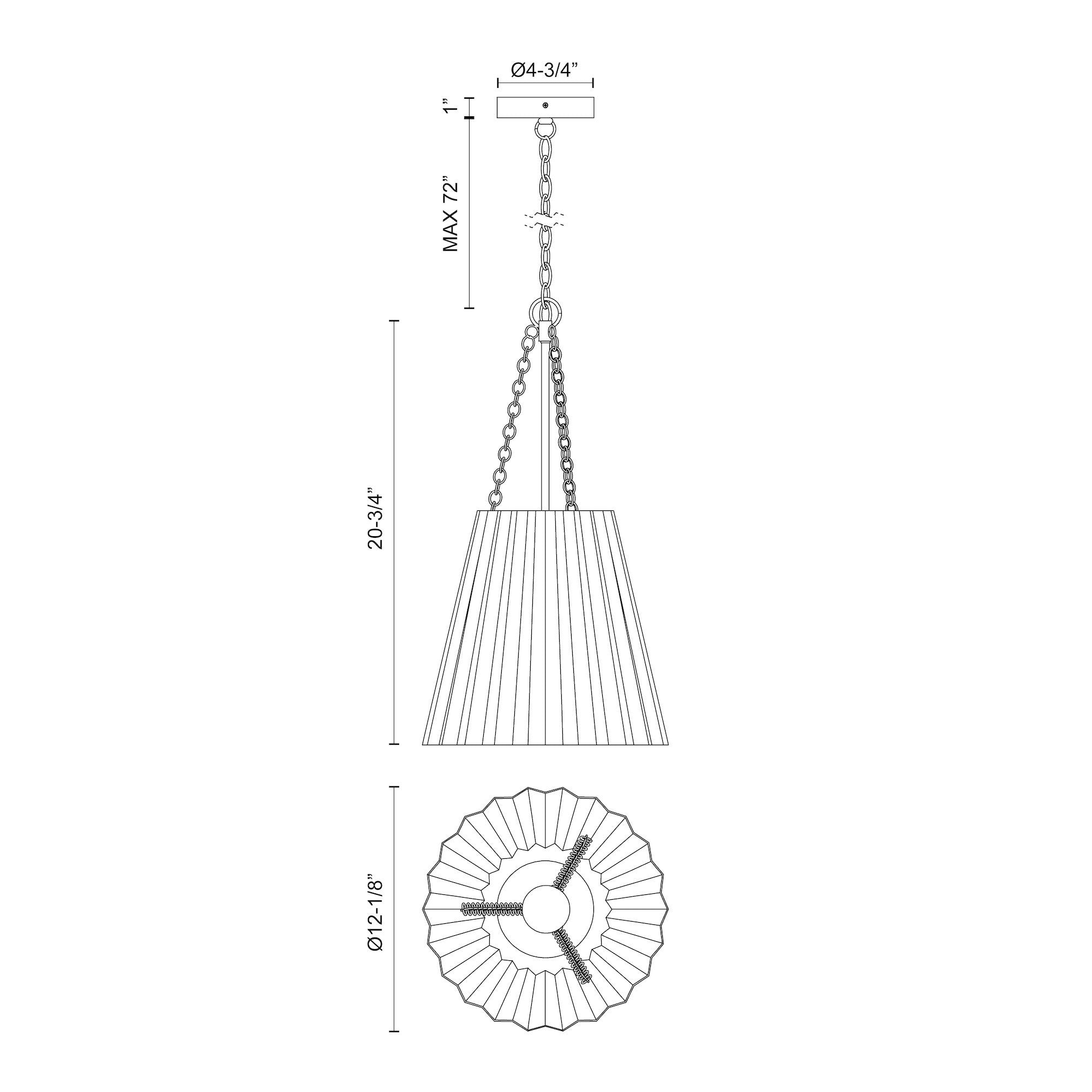 Plisse 12-in 1 Light Conical Socket Pendant