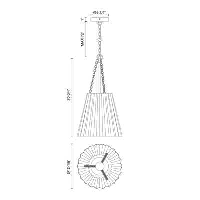 Plisse 12-in 1 Light Conical Socket Pendant