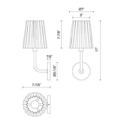 Plisse 7-in Steel Vanity Lamp