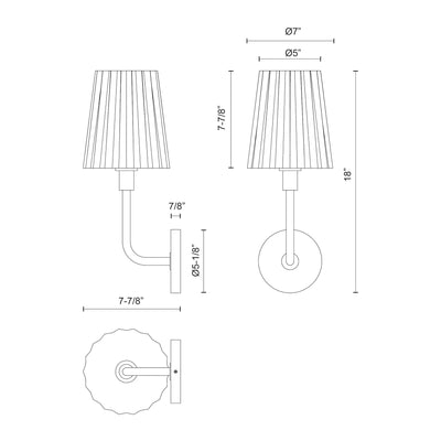 Plisse 7-in Steel Vanity Light
