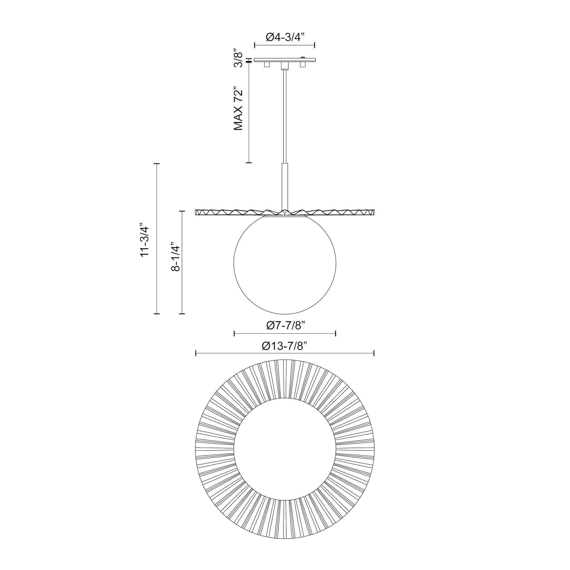 Plume 14-in Steel Pendant