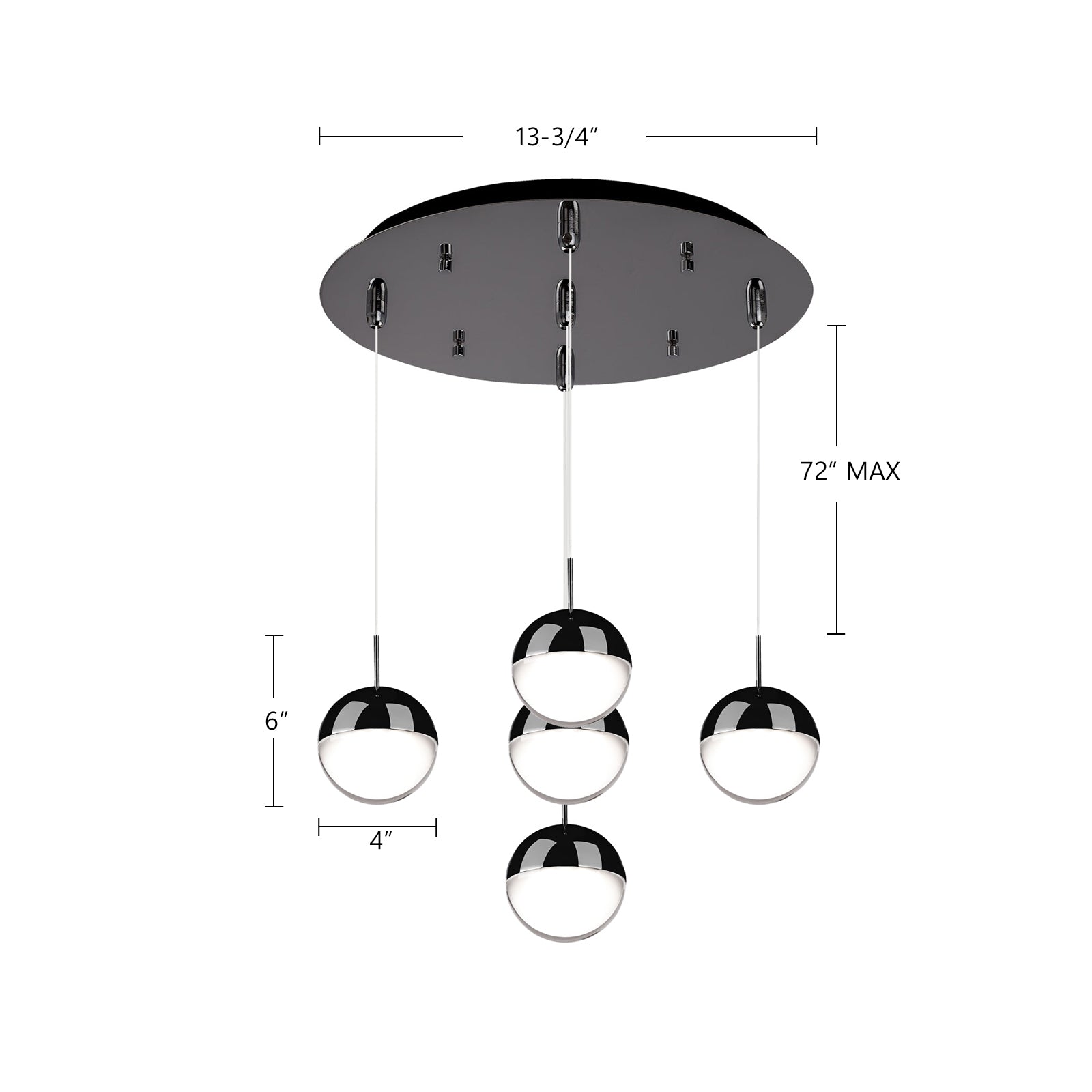 Pluto 14-in Steel Multi Pendant