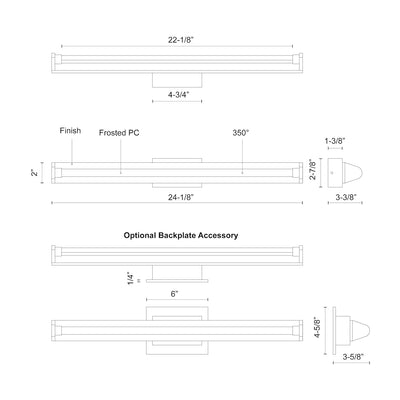 Plymouth 24-in Aluminum Vanity Light