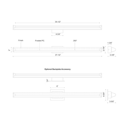 Plymouth 37-in Aluminum Vanity Light
