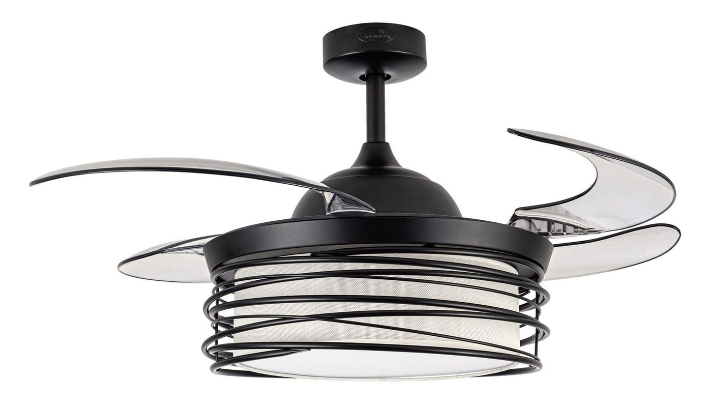 Luna 48 Inch 1 Light Color Adjustable Fan in Black with Retractable Blades