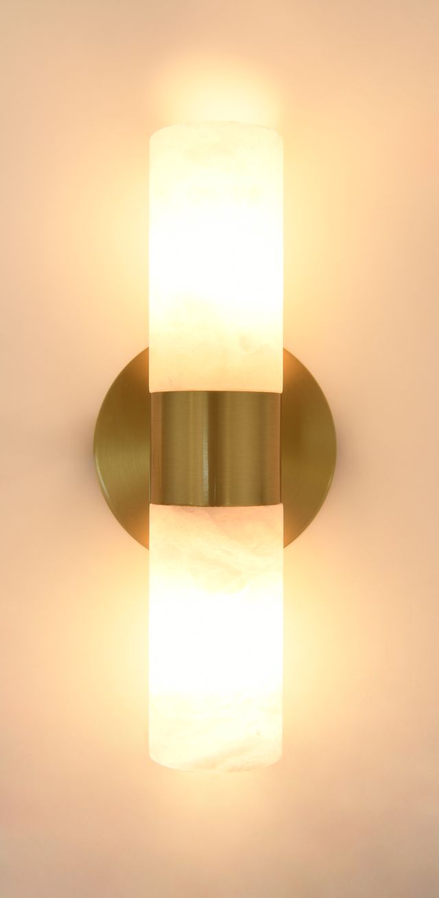 Luella 2 Light Brass Wall Sconce with Alabaster Shades