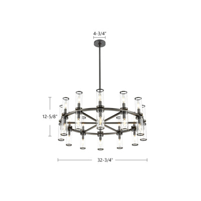 Revolve 33-in 24 Lights Steel Chandelier