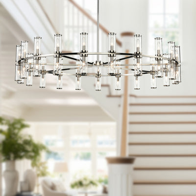 Revolve 61-in 42 Lights Steel Chandelier