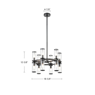 Revolve 19-in 12 Lights Steel Chandelier