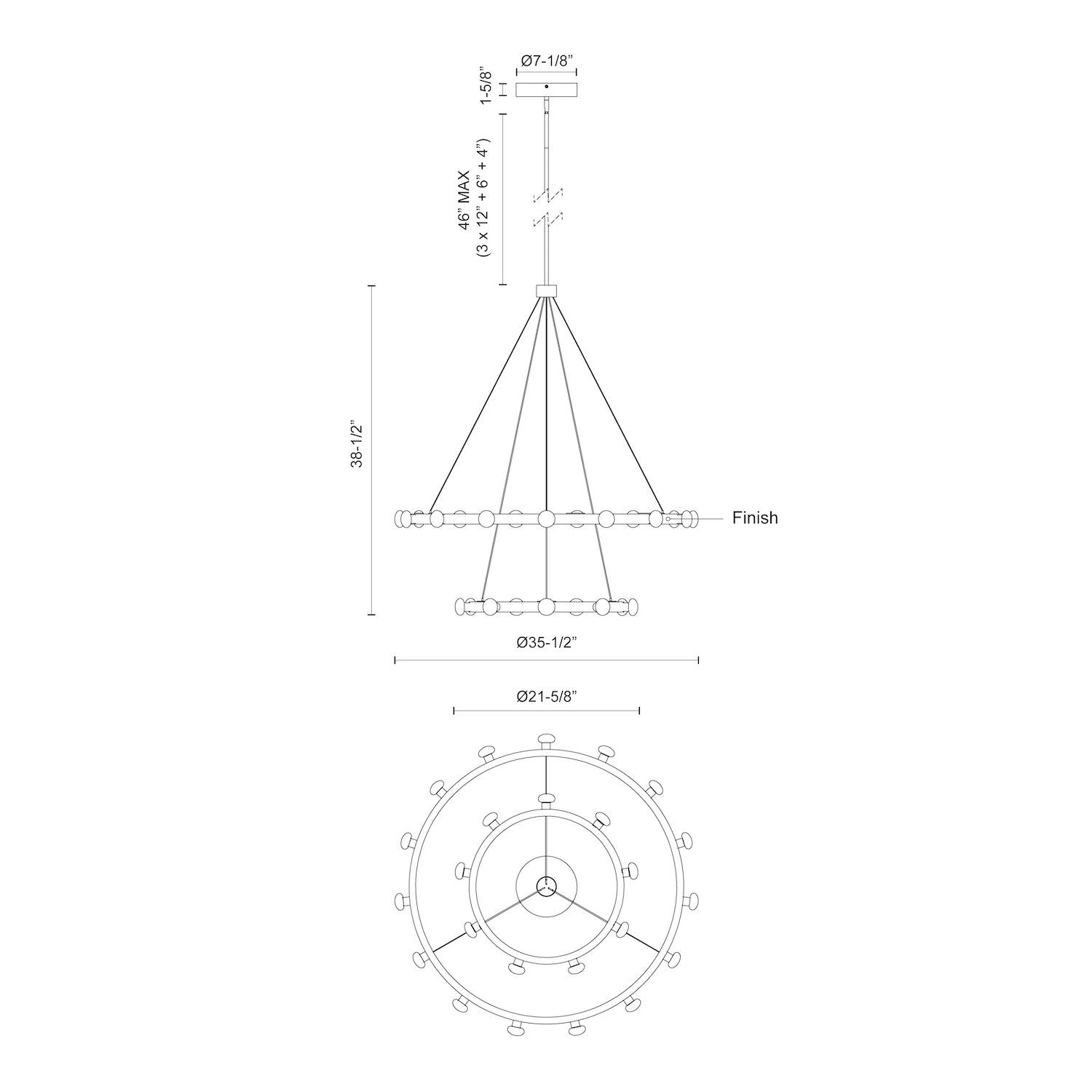 Rezz 36-in Aluminum Chandelier