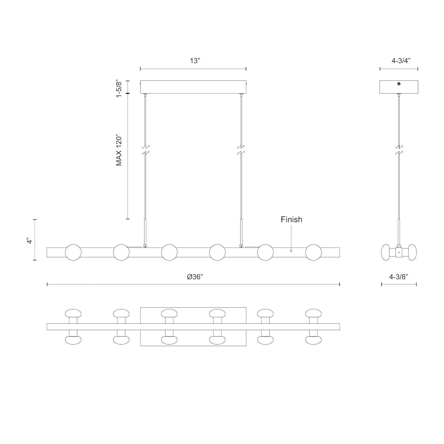 Rezz 36-in Aluminum Linear Pendant