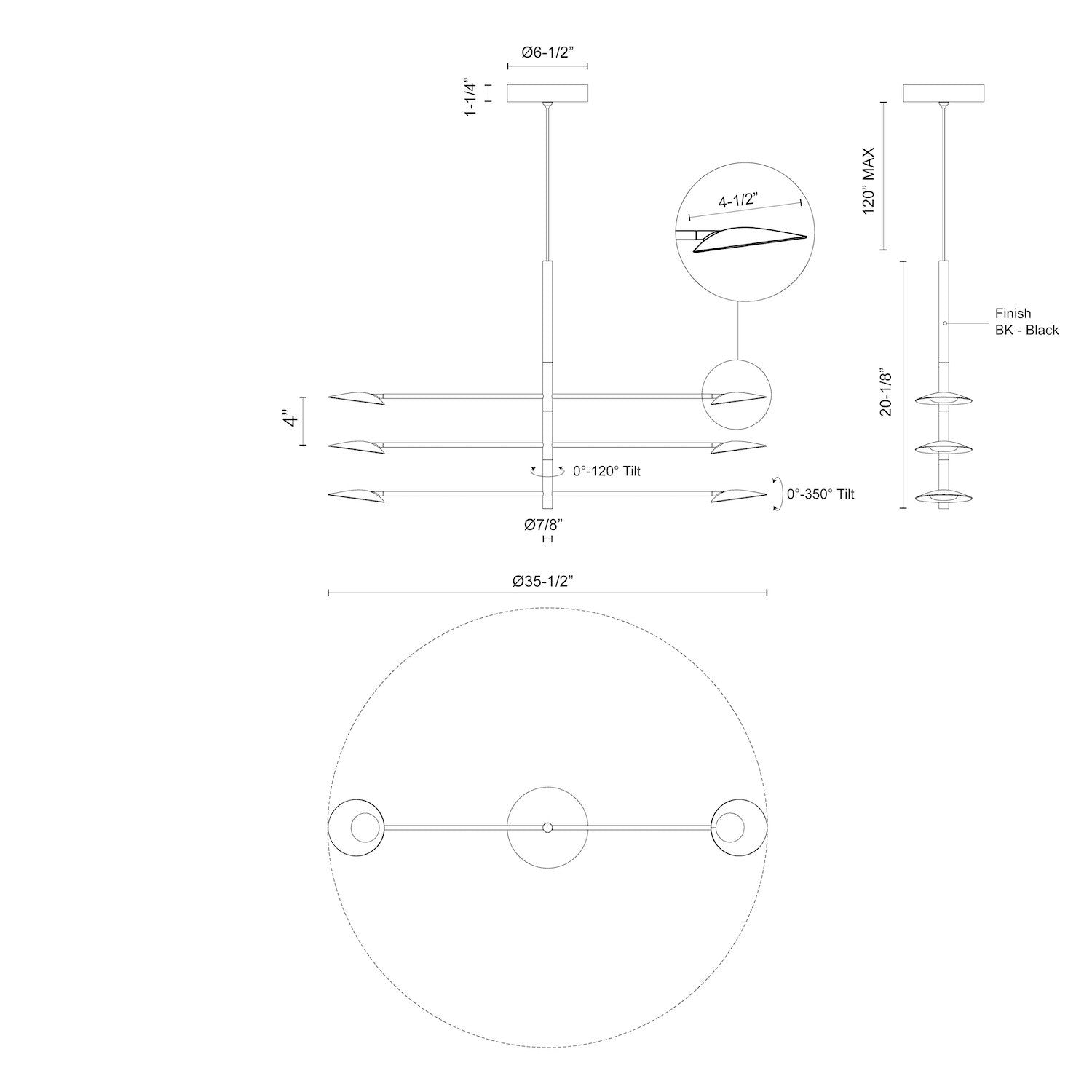Rotaire 36-in Aluminum Chandelier