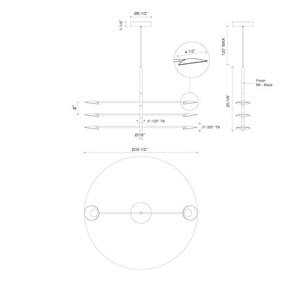 Rotaire 36-in Aluminum Chandelier
