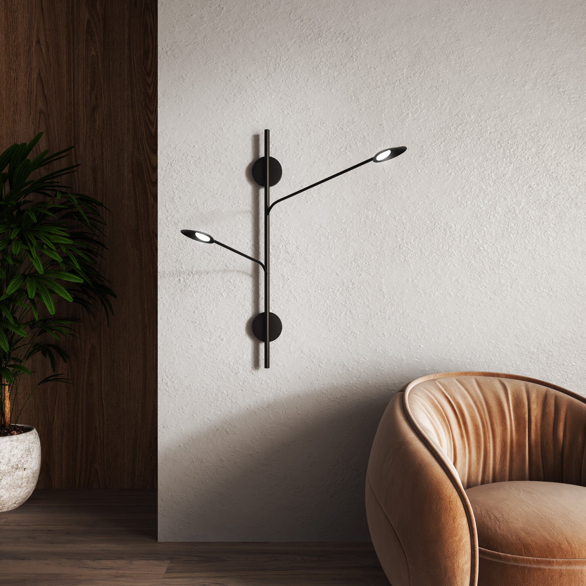 Rotaire 2 Head Aluminum Steel Wall Sconce