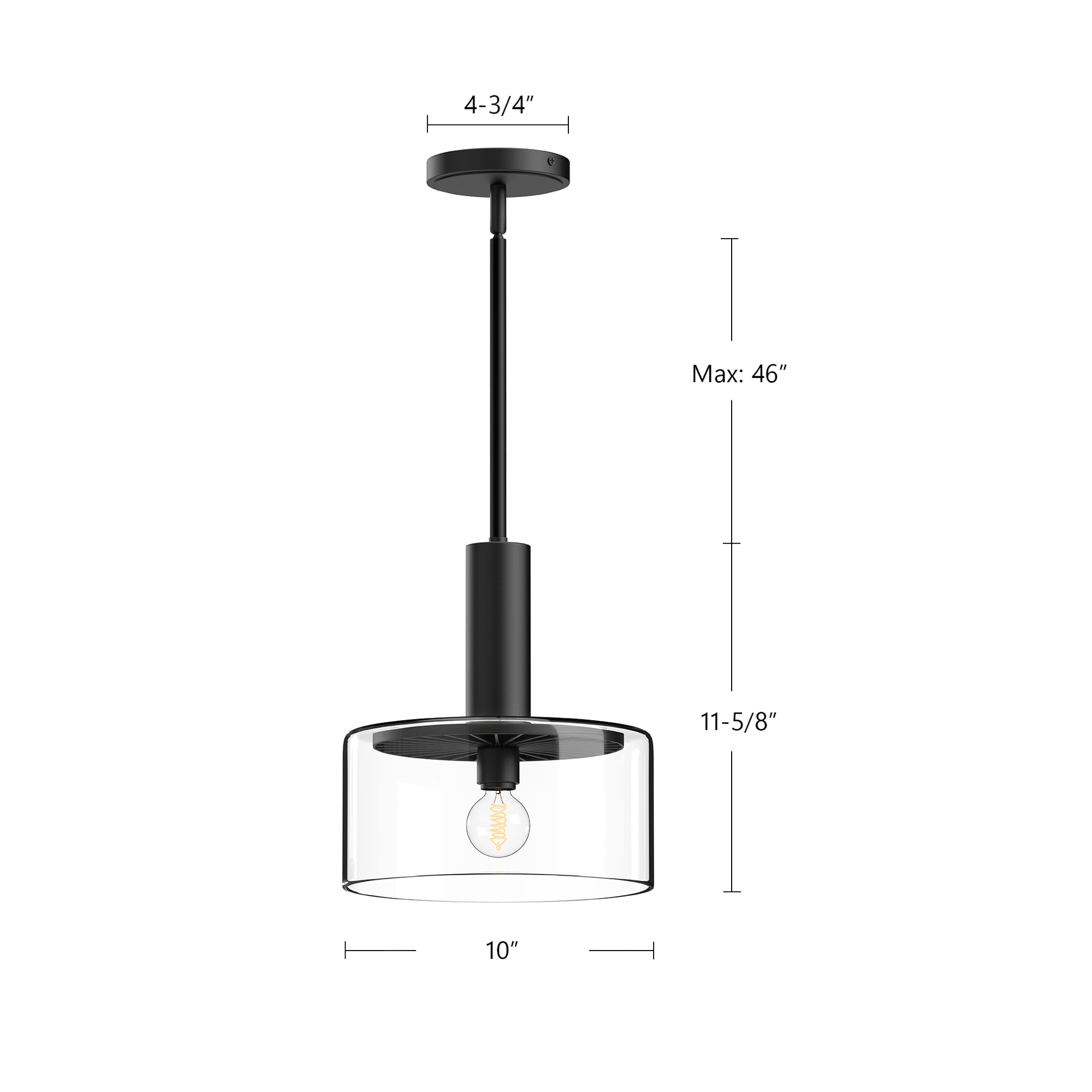 Royale 10-in Steel Pendant