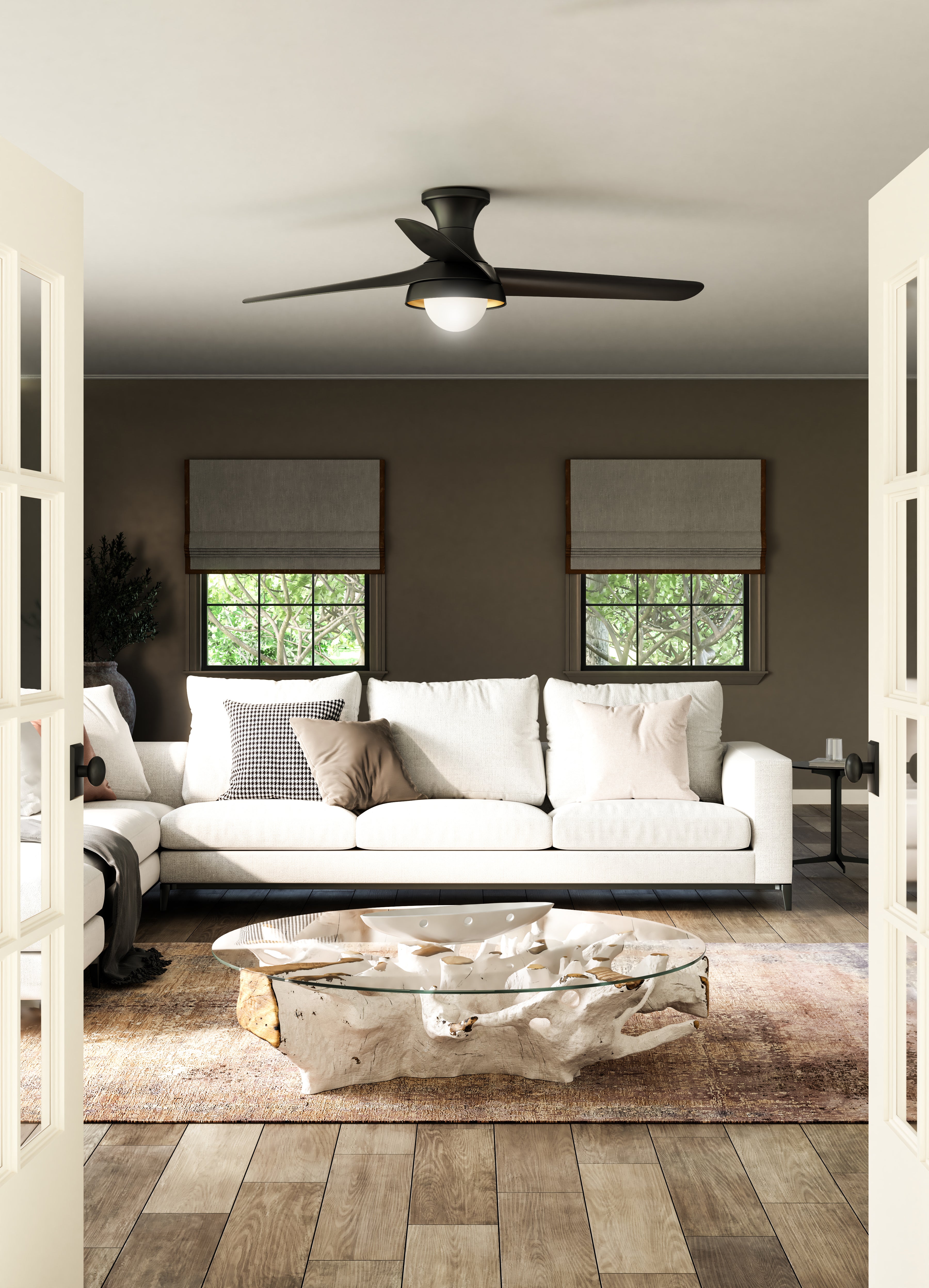 Rubio-H 54-in Matte Black Reversible DC LED Ceiling Fan