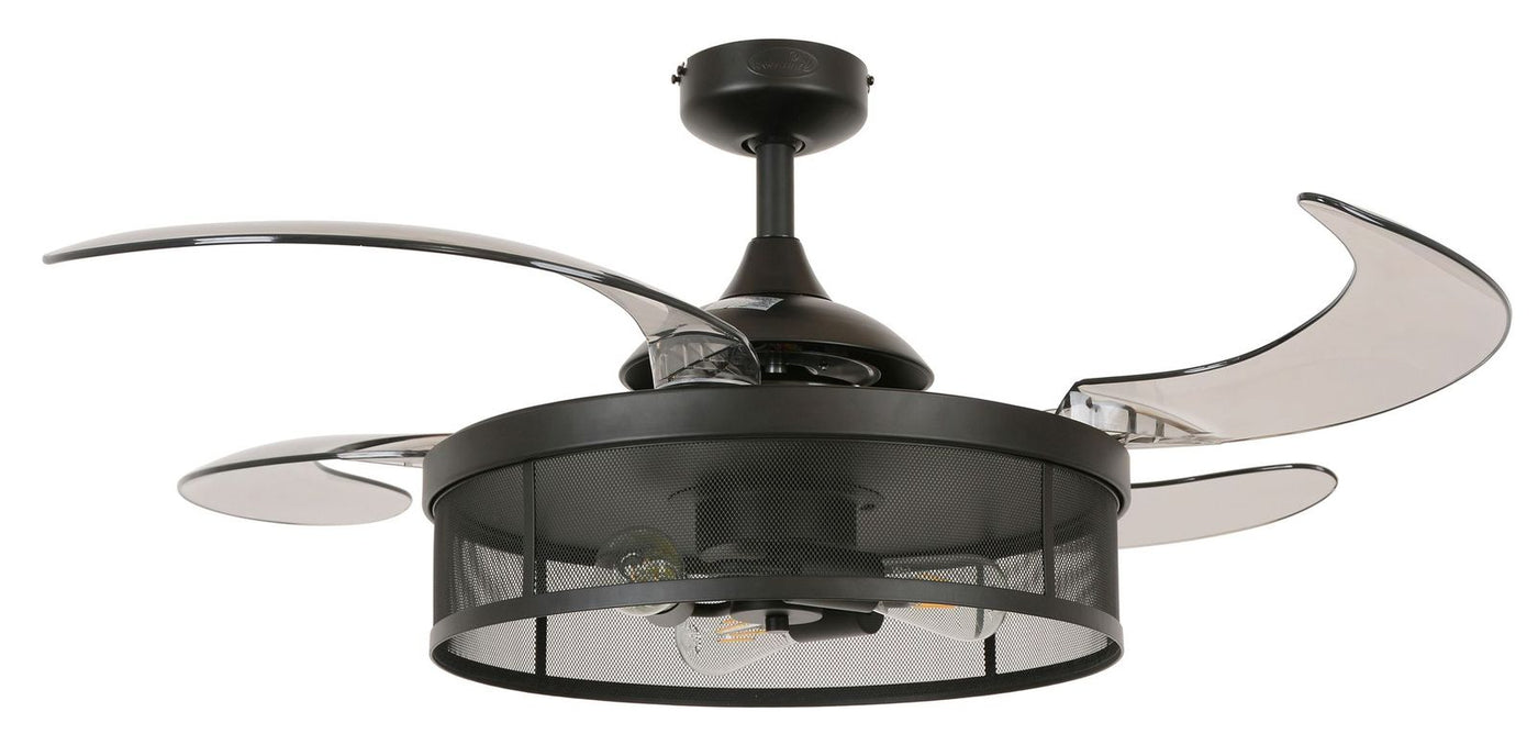 48 Inch Black Fan with 3 Lights and Retractable Blades Remote Included