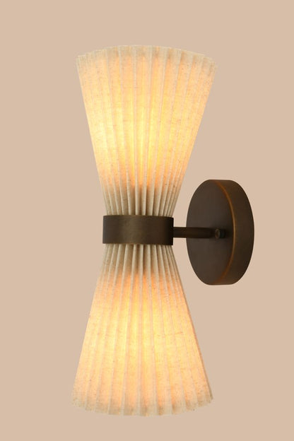Amore 2 Light Bronze Linen Wall Sconce with Pleated Shades