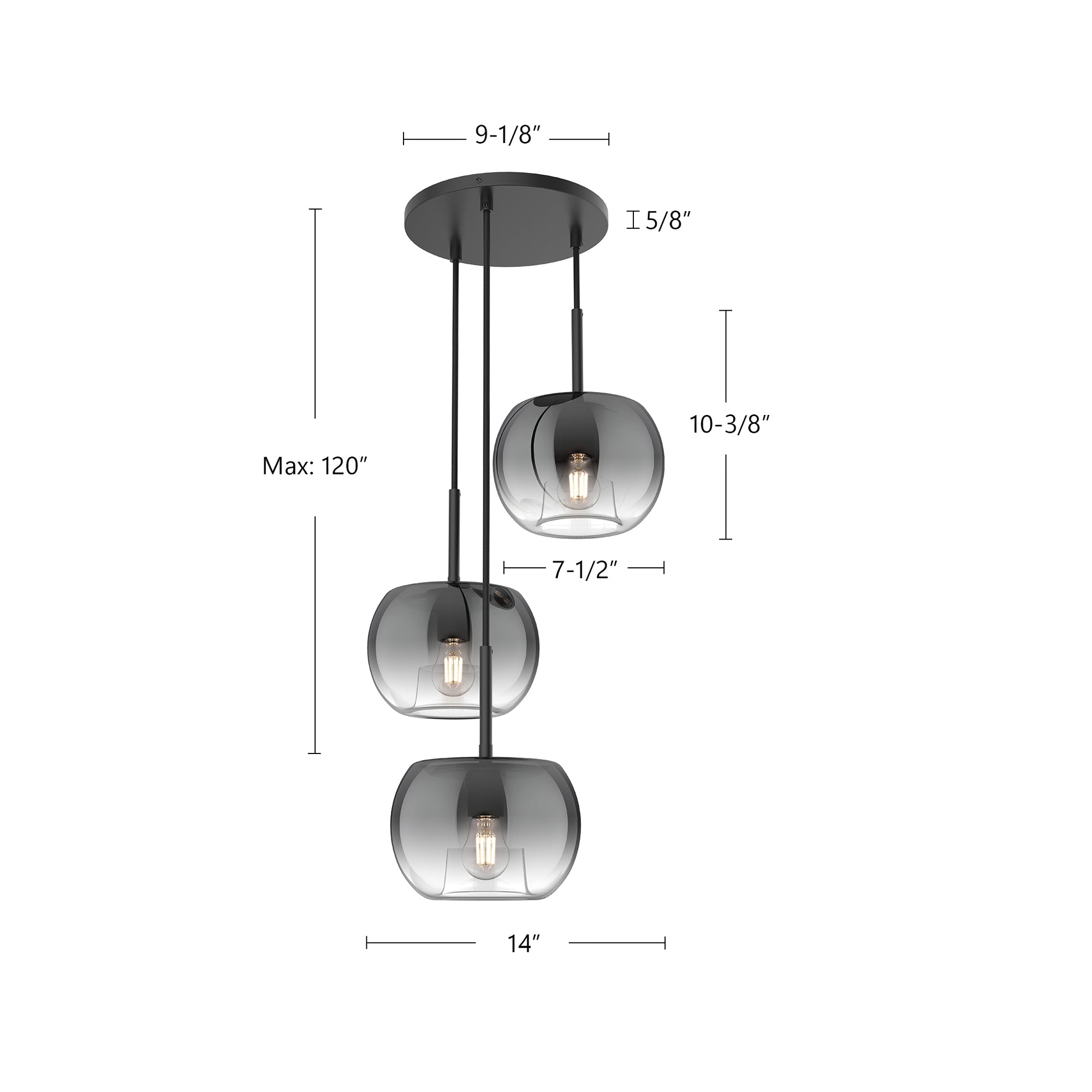 Samar 14-in Steel Chandelier