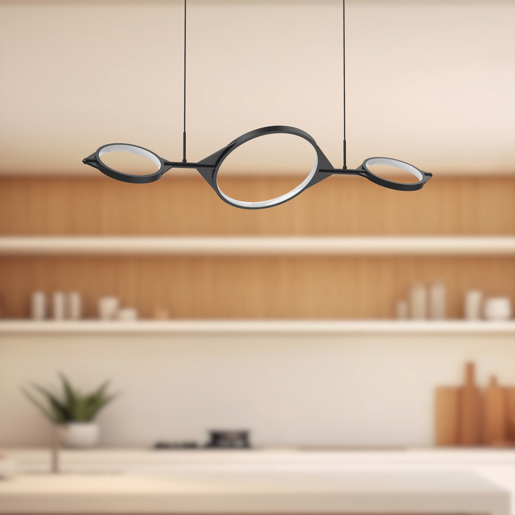 Serif 34-in Aluminum Linear Pendant