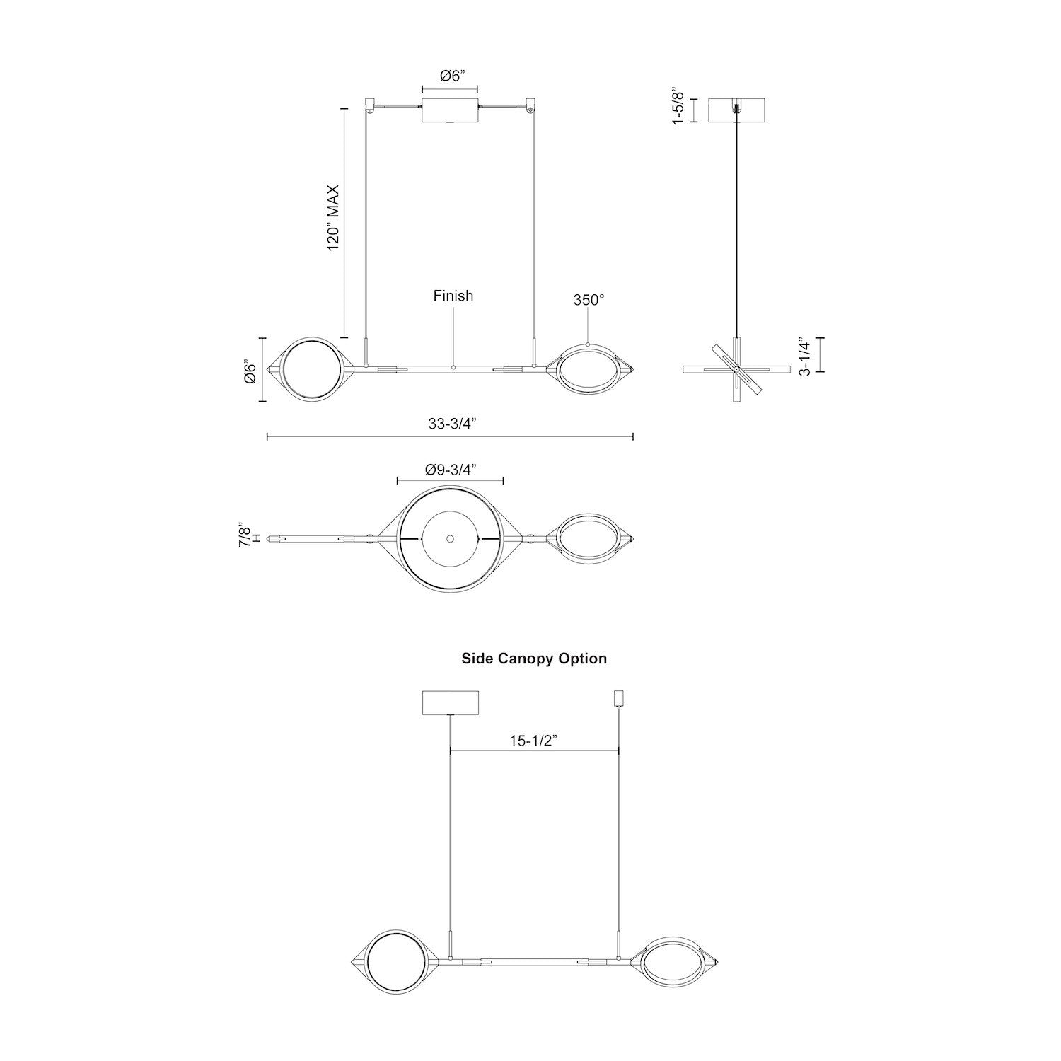 Serif 34-in Aluminum Linear Pendant