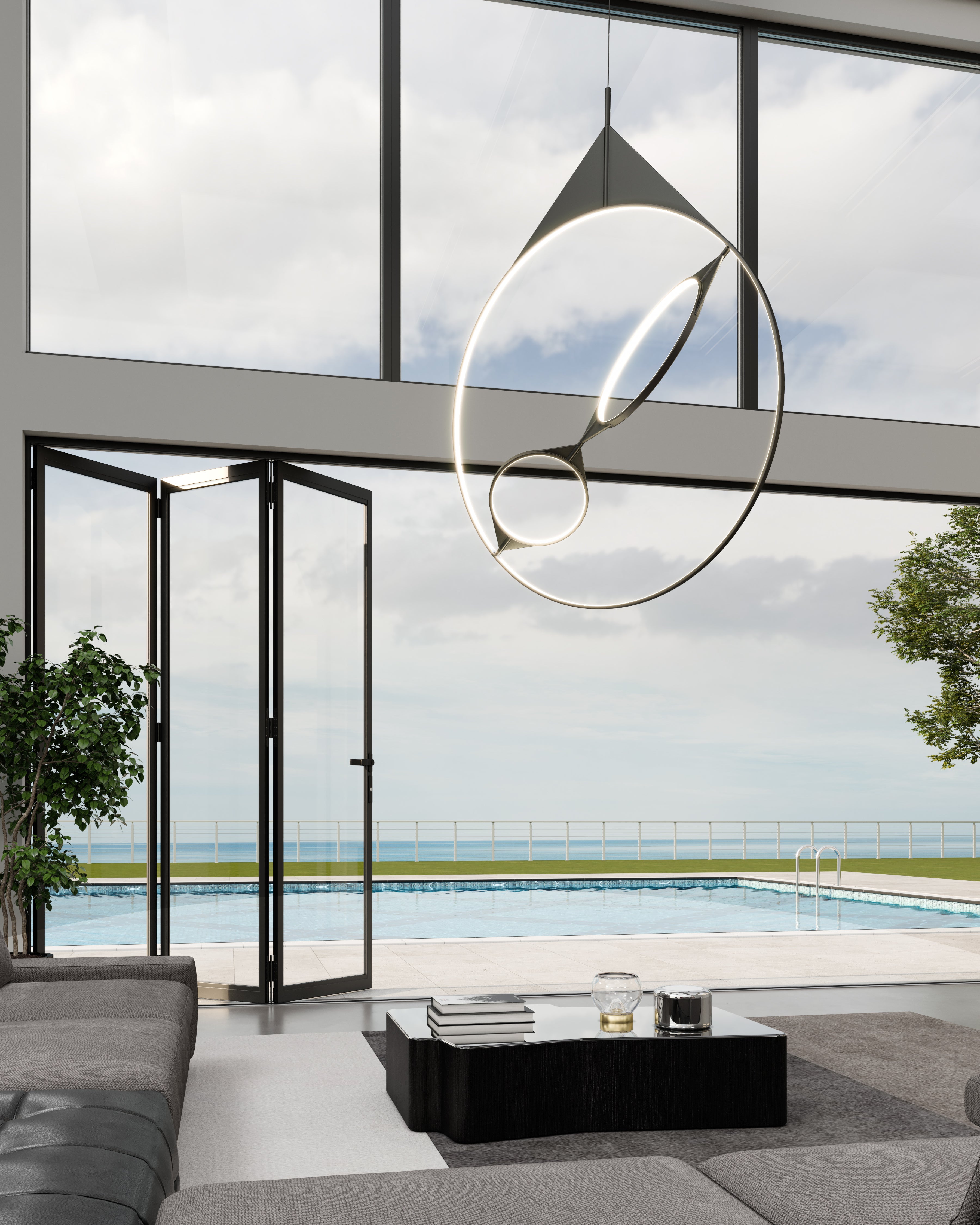 Serif 36-in Dimmable Black LED Pendant
