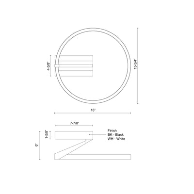Roda 16-in Aluminum Semi-Flush Mount