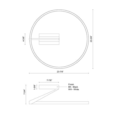 Roda 24-in Aluminum Semi-Flush Mount