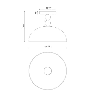 Paisley 12-in Steel Semi-Flush Mount