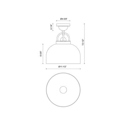 Lancaster 12-in Steel Semi-Flush Mount
