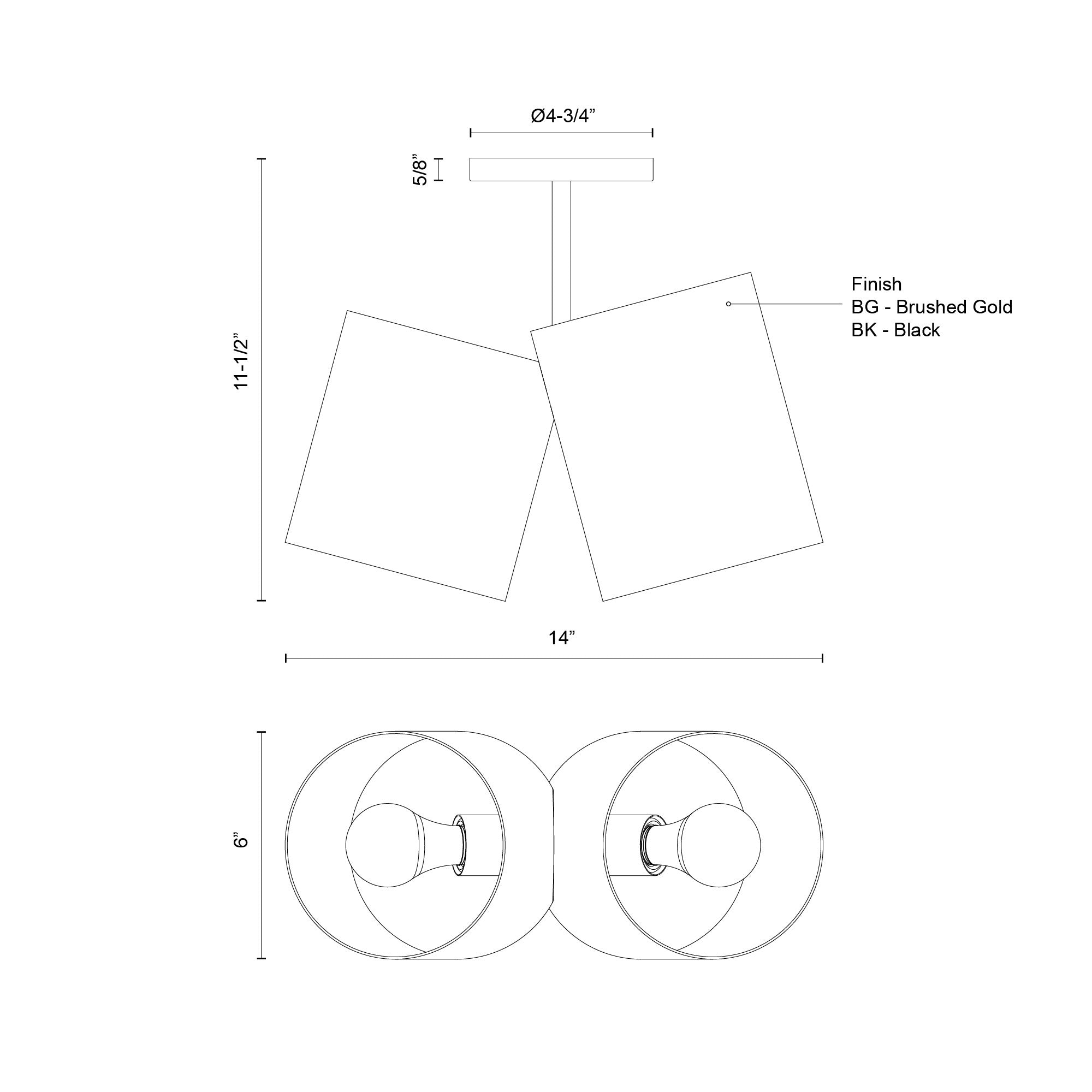 Keiko 14-in Aluminum Semi-Flush Mount