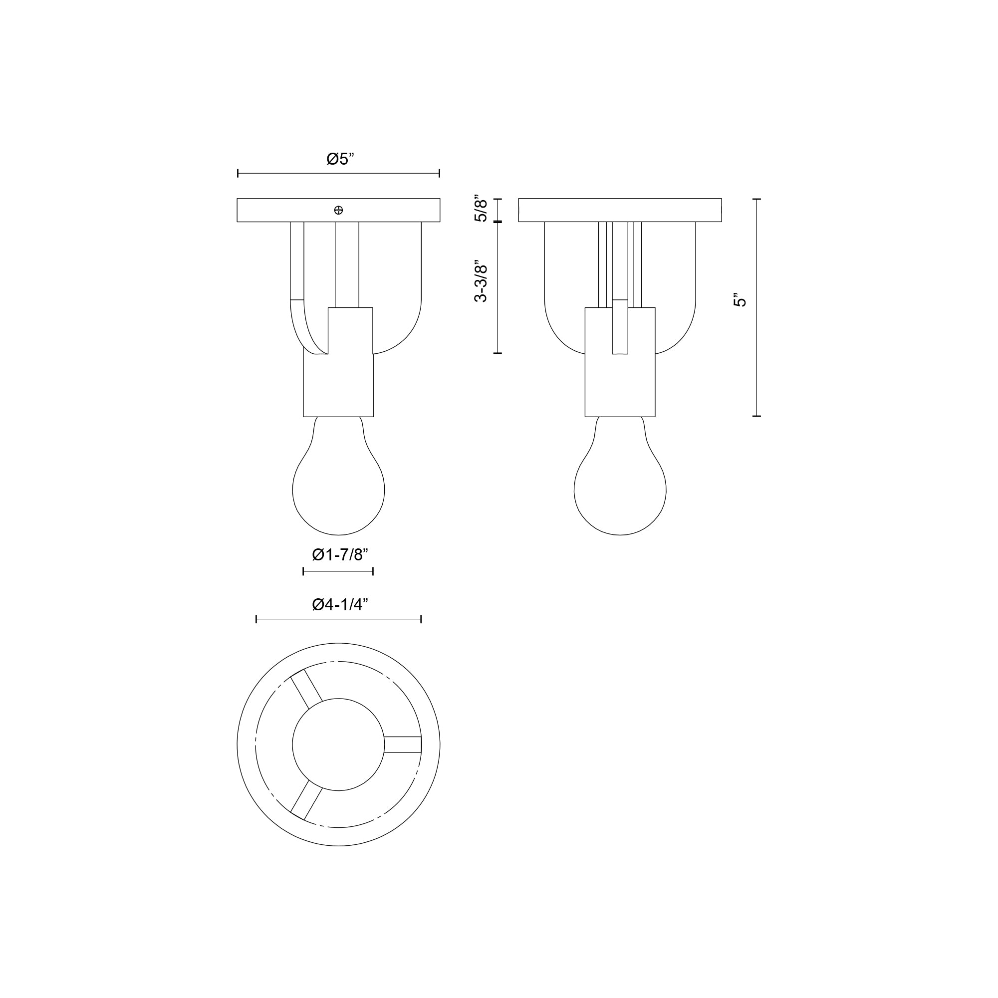 Claire 5-in Steel Semi-Flush Mount