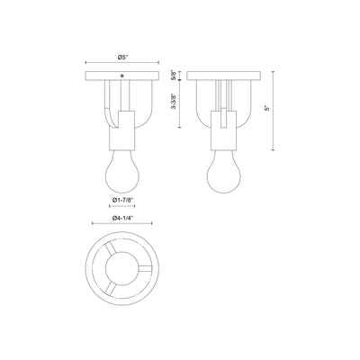 Claire 5-in Steel Semi-Flush Mount