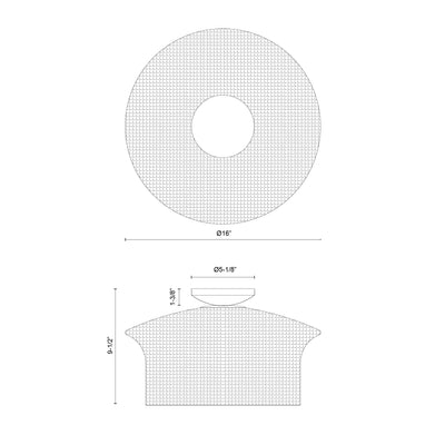 Kai 16-in Steel Semi-Flush Mount