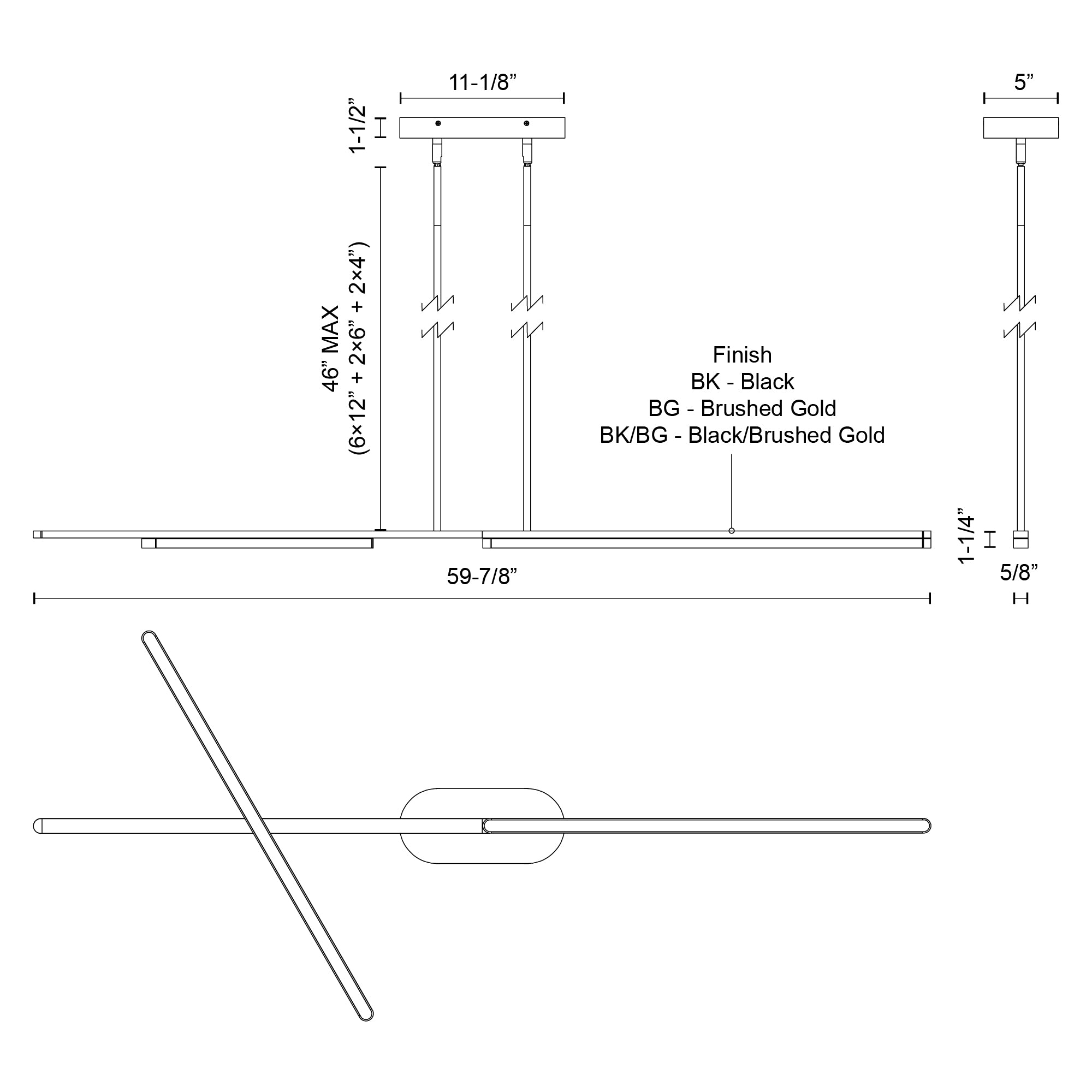 Shift 60-in Aluminum Linear Pendant