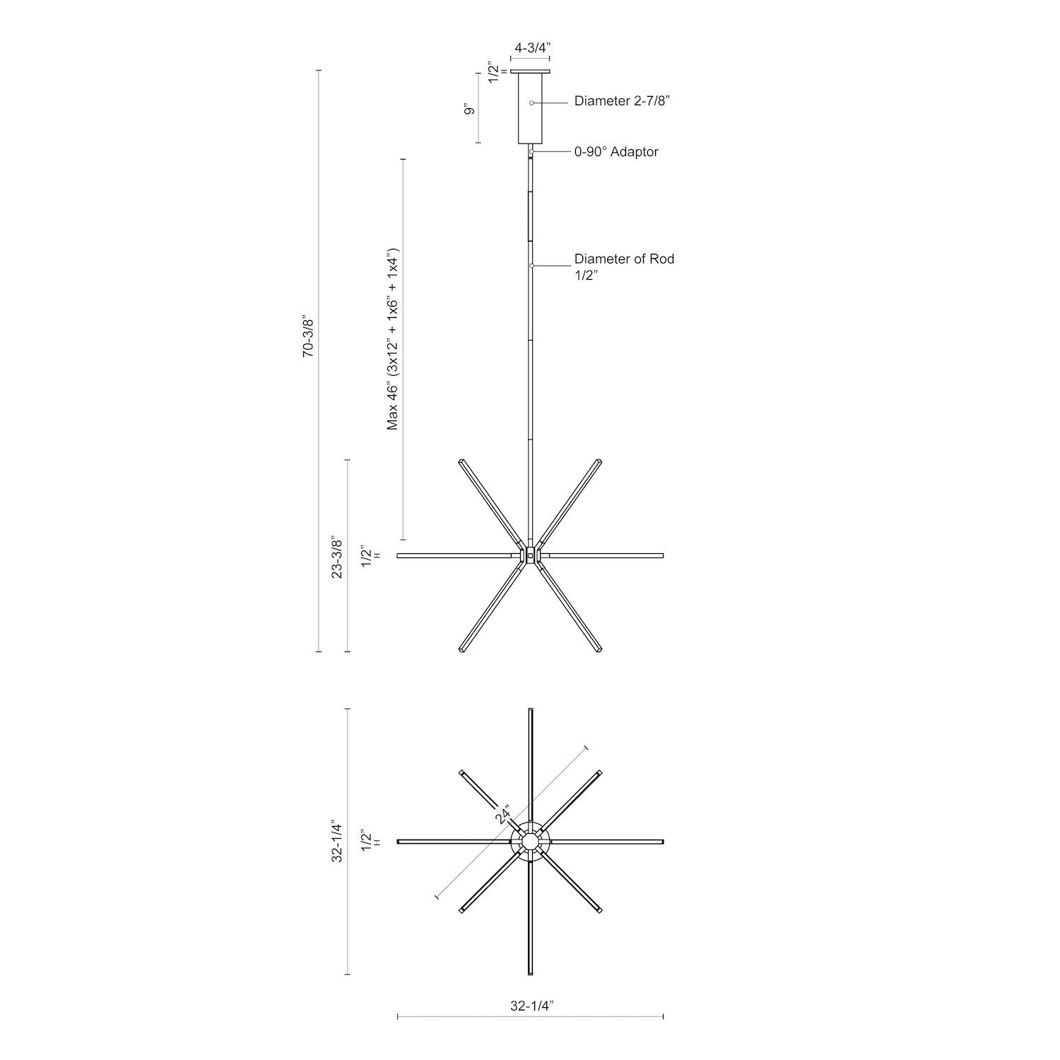 Sirius Minor 32-in Aluminum Chandelier