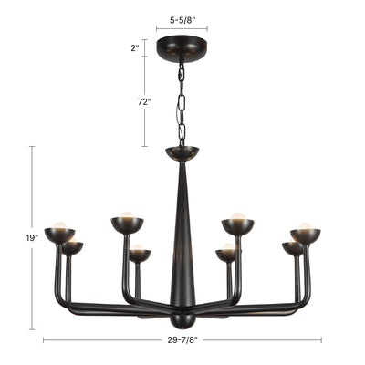 Spade 30-in Steel Chandelier