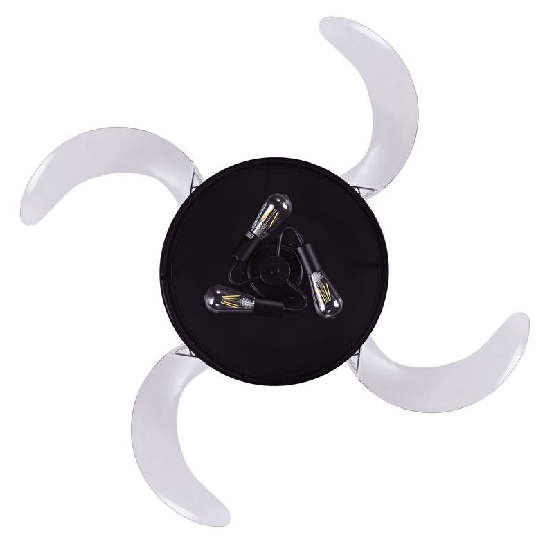48 Inch Black Fan with 3 Lights and Retractable Blades Remote Included