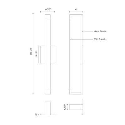 Swivel 24-in Aluminum Acrylic Wall Sconce