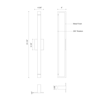 Swivel 32-in Aluminum Acrylic Wall Sconce