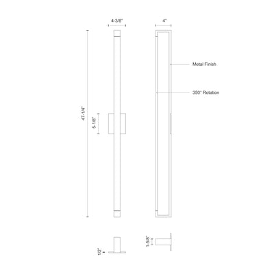 Swivel 48-in Aluminum Acrylic Wall Sconce