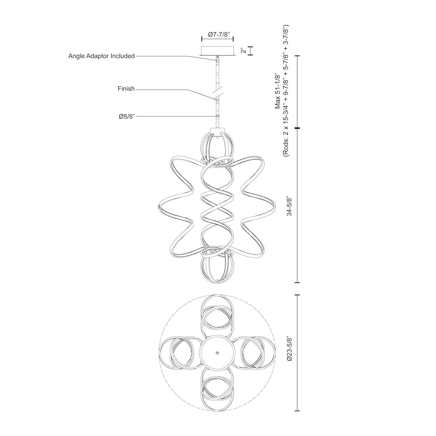 Synergy 34-in Vertical Aluminum Chandelier