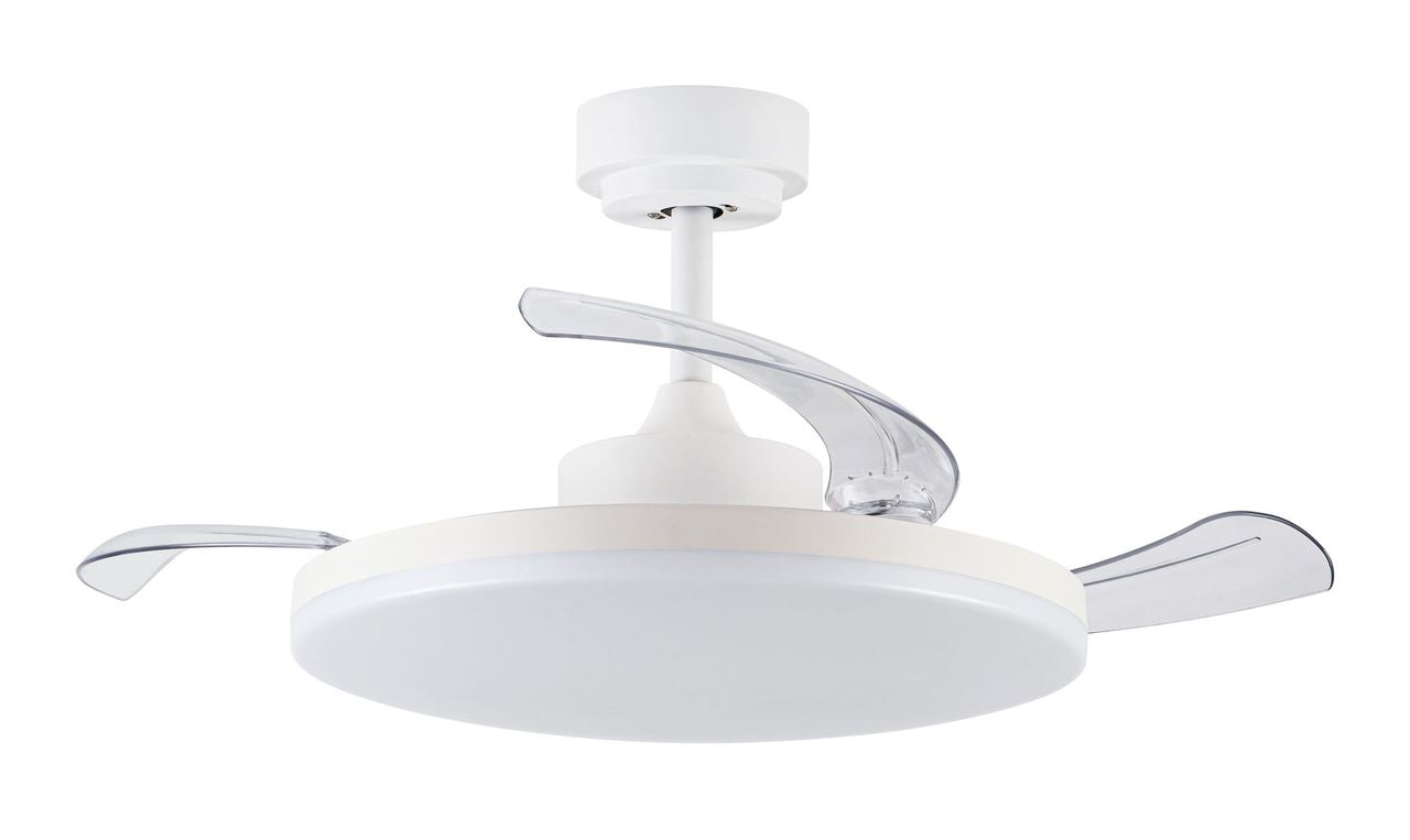42 Inch White Retractable Blade Ceiling Fan