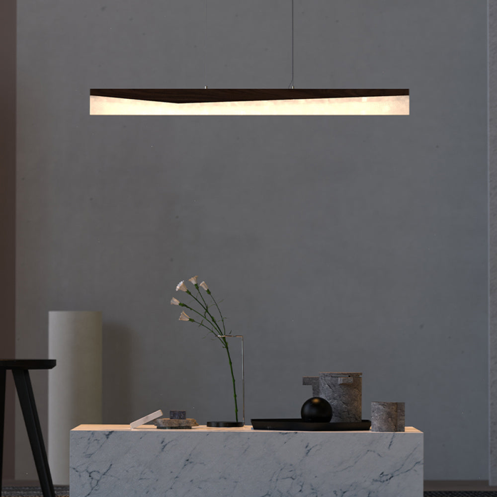 Artisan Wood 4ft Linear Pendant Lighting 20W Walnut Fixture